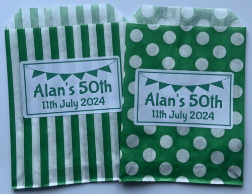 PERSONALISED SWEET BAGS Candy Cart Wedding Birthday Mehndi Eid - Bunting Design - Picture 10 of 32