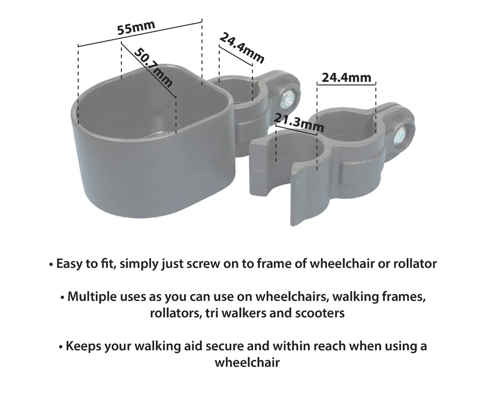 Walking Stick Crutch Holder Securely Fix your Sticks to Wheelchair or Walker - Image 2 of 3