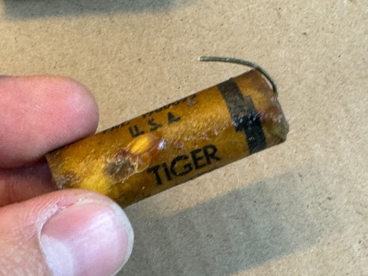 2 Vintage 1950 Cornell-Dubilier Tiger Wax Capacitors .1 uf 400V 