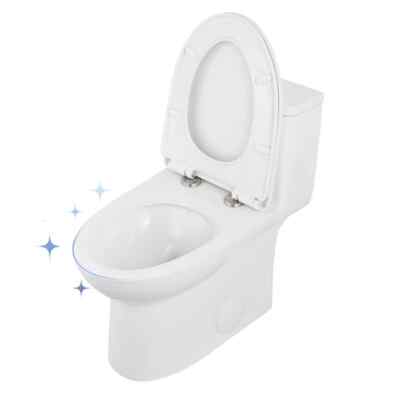 Elongated One-Piece Toilet,ADA Comfort Height & Soft-Close Seat,Dual Flush