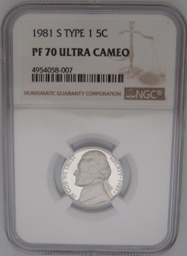 1981-S T1 JEFFERSON NICKEL NGC PF 70 ULTRA CAMEO = RARE & SCARCE!
