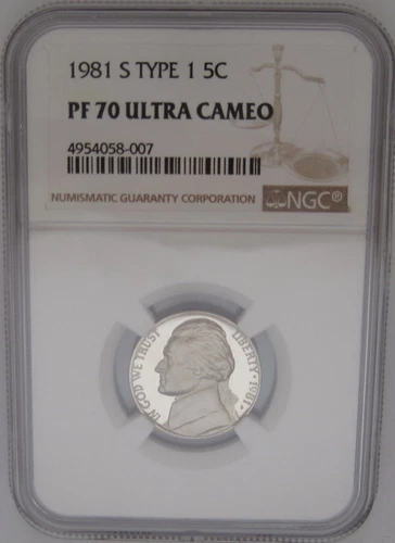 1981-S T1 JEFFERSON NICKEL NGC PF 70 ULTRA CAMEO = RARE & SCARCE!