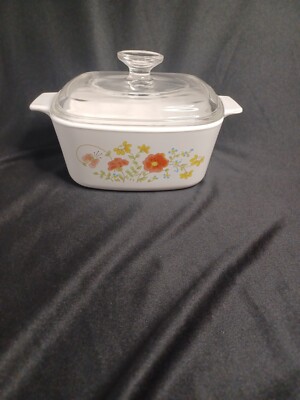 Vintage Corning Ware Wildflower 1.5 QT Square Casserole Dish A-1 1
