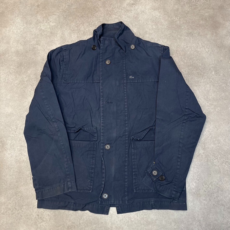 Lacoste Chore Jacket Mens XL Y2K Vintage Full Zip Crocodile Logo Coat Navy Blue