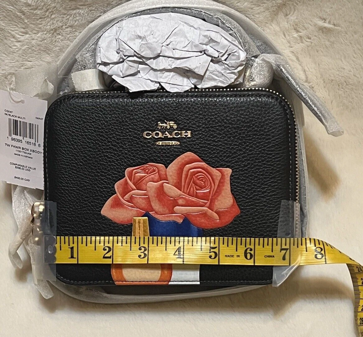 Coach X Tom Wesselmann Scatola a tracolla in pelle nera multi CQ047 nuova con etichette