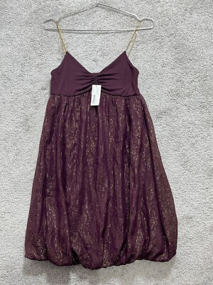 Akiko Dress Women's XS Purple Gold Glitter Striped Sleeveless Jewel  Chain Neck