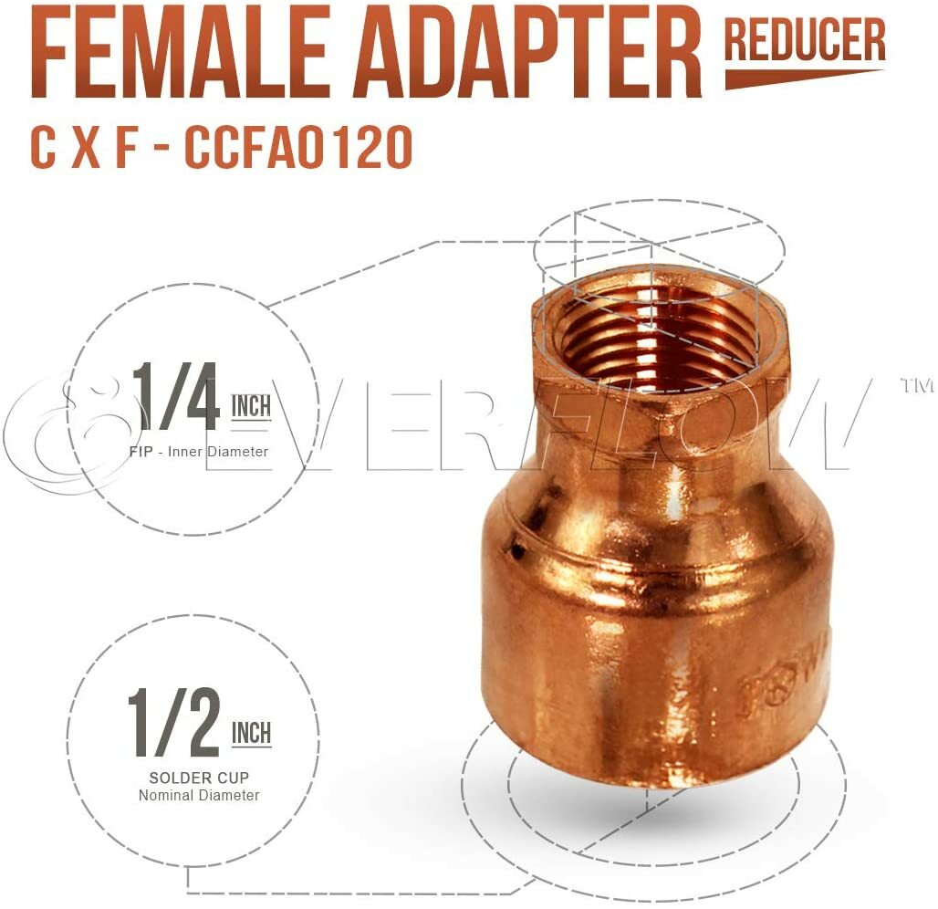 Female Adapter Reducing Fitting with Sweat x FIP Copper Connection