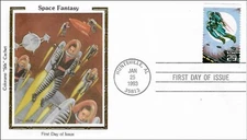 SPACE FANTASY FLYING ASTRONAUTS 1993  COLORANO SILK  CACHET FDC VF UNADDR