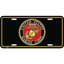US Marine Corps License Plate- USMC Black EGA Semper Fi Car Plate- Made in USA
