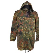 German Bundeswehr Flecktarn Camo Military Parka Jacket GR12 L Tall Hood Woodland