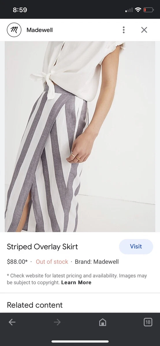 Madewell Linen Striped Overlay Skirt Size M Perfect For Summer