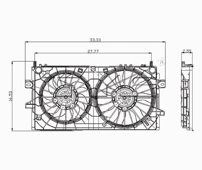 Ventilador condensador y radiador doble 5,3 L para Pontiac Grand Prix 2005-2008 TYC 2006 Foto 4 de 4