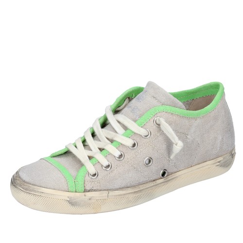 Women's shoes LEATHER CROWN 5 (EU 35) sneakers beige textile green DT88-35