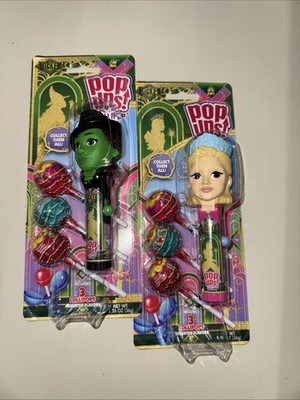 Wicked The Movie Glinda Elphaba Pop Ups! Flix Candy Lollipop Holder Lot 2