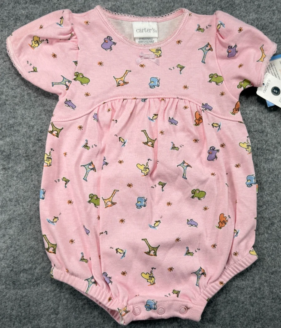 Baby Girl Clothes New Carter's 0-3 Month Pink John Lennon Animal Romper Outfit