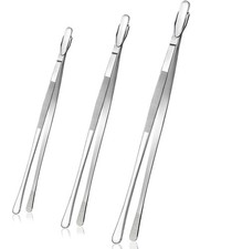 Premium Kitchen Tweezers, 3Pcs Heavy Duty, 9 12 14Inch, Silver