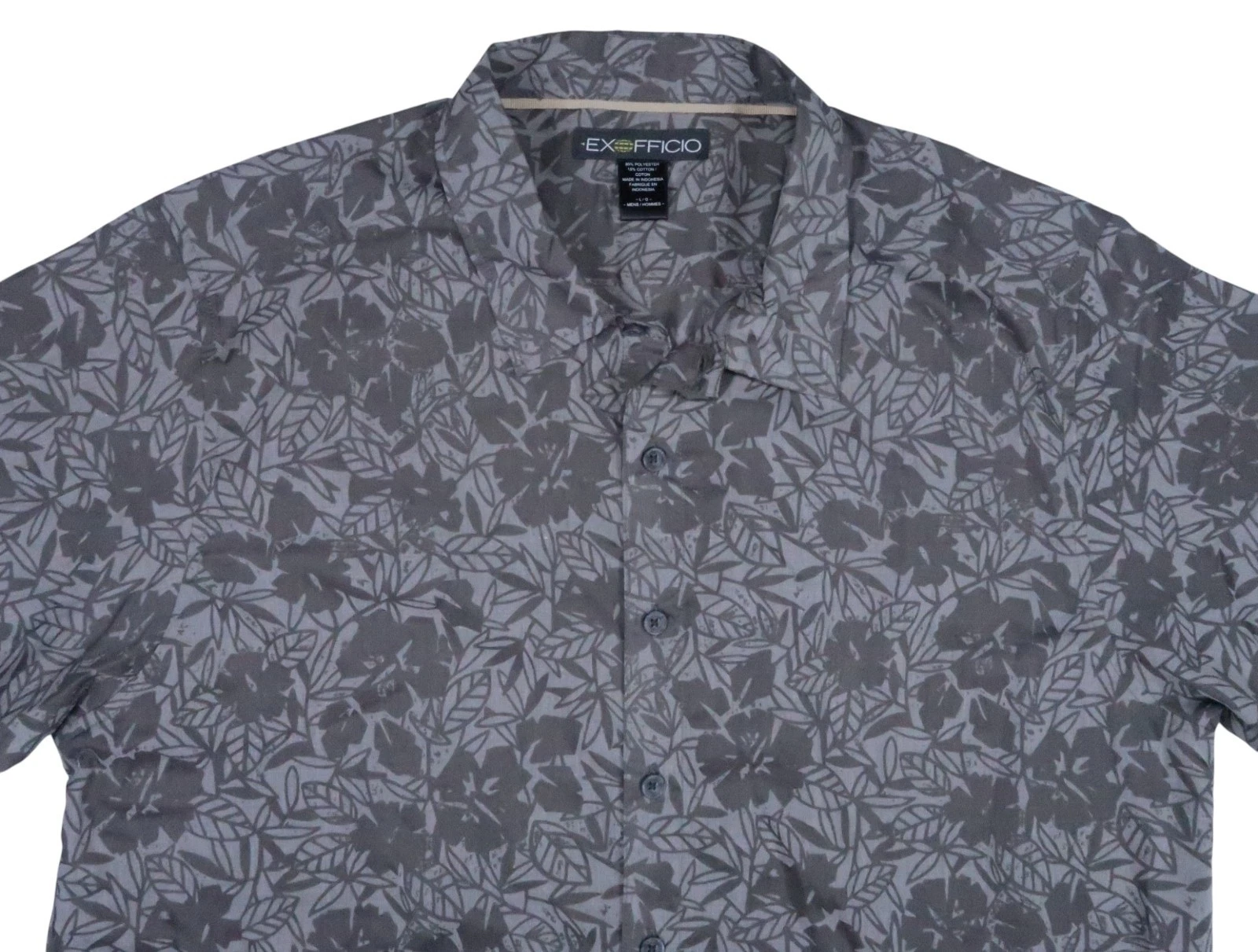 lightweight TRAVEL performance LEAF shirt HAWAIIAN MENS LARGE SS