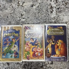 Lot Of 3 VHS Tapes Disney Peter Pan, Snow White  Lady and the Tramp
