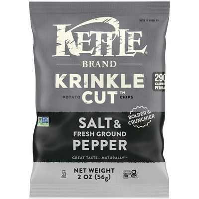 Kettle Foods Potato Chip Sea Salt & Pepper Krinkle Cut, 2 Ounces, 24 Per Case