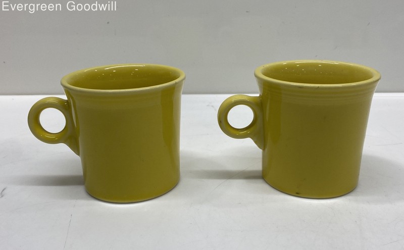 Lot of 2 Vintage Fiestaware Yellow Classic Ring Handle Coffee Mugs