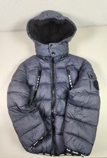 Diesel Winter Down Boys Puffer Jacket Navy Blue Charcoal Gray Medium 10/12