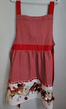 Park Avenue Puppies by Pier 1 Red Polka-dot Christmas Apron **EXCELLENT