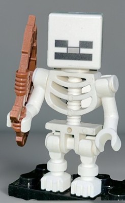Rare Lego Minecraft Skeleton MOB Mini Figure min011 Used For Multiple Sets w/Bow