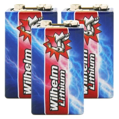 3 Wilhelm Lithium 9V Block Batterie Rauchmelder 6LR61 9 Volt Batterien 10 Jahre