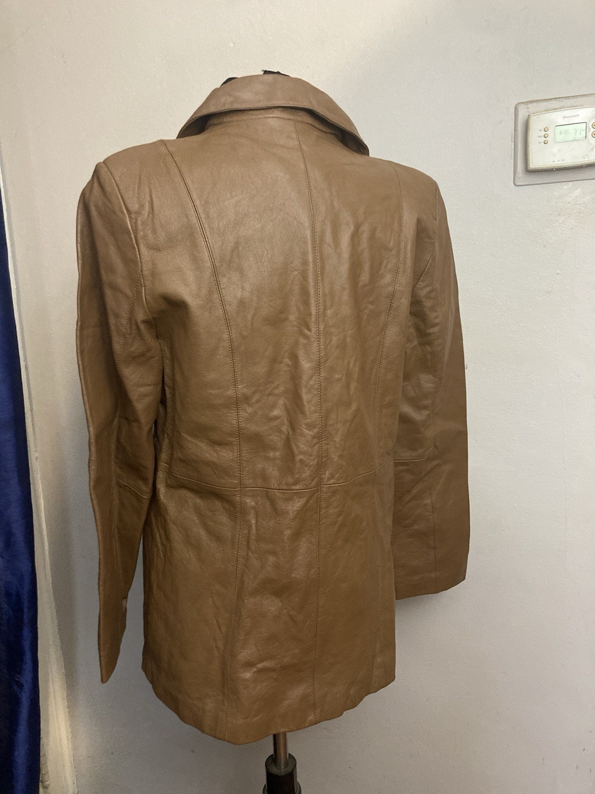 Dialogue Brown Leather Jacket Small Button - image 4