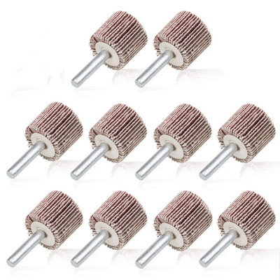 1'' X 1'' X 1/4'' Shank Mounted Flap Wheels, 80 Grit Aluminum Oxide Mounted Abrasiv