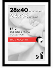 28X40 Poster Frame with Polished Plexiglass - Use as 24X36 Frame with Mat or ...