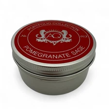 AQUIESSE Pomegranate Sage Portfolio Collection TRAVEL TIN Soy Candle 20 Hr