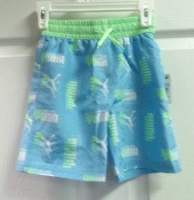NWT Puma Boy's Swim Trunks Shorts in Blue and Green Size 5 Swimwear - 1089