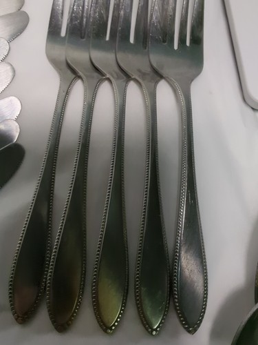 Interpur INR5 Edelstahl Besteck brüniert Perlenbesatz 28 Teile 5 komplette Sets - Bild 11 von 12