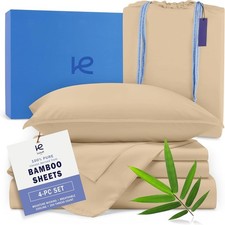 Full Bamboo Viscose Sheet Set 4-Piece Cooling Bedding Beige