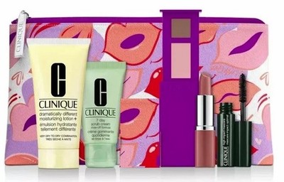 Clinique 6pc Gift Set All About Eyes Shadow Duo Moisturizing Lotion Pop Lipstick