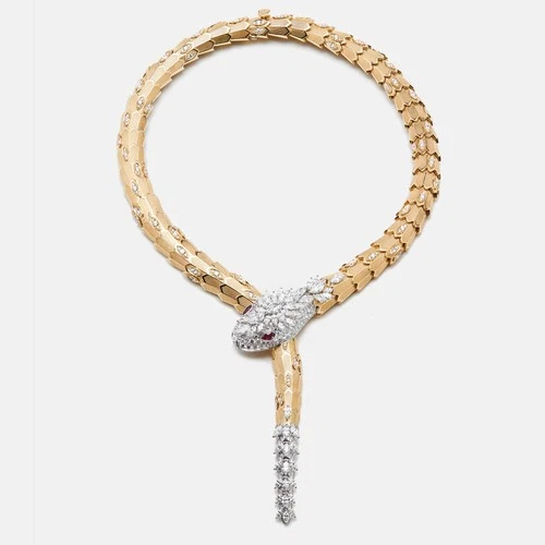 Bvlgari Serpenti Diamonds Rubies 18k Two Tone Gold Necklace