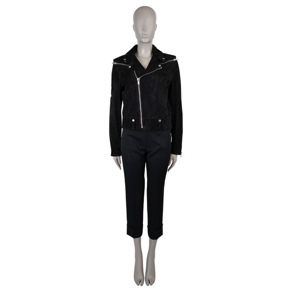 Authentic Saint Laurent Black Suede Biker Jacket 40 M