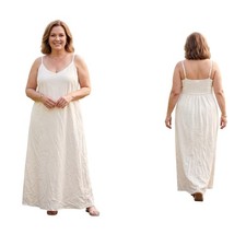 The Drop Luna Linen Maxi Dress Ivory White Plus Size 3X New With Tags Boho