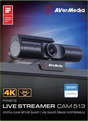 AVerMedia Live Streamer CAM 513 - 4K30 UHD, Ultraweitwinkel Webcam
