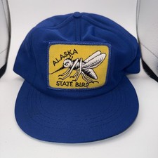 Rare Vintage Alaska STATE BIRD Mosquitos Adjustable Cap Hat Made In USA