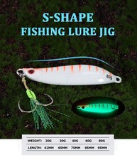 3Pcs 3D eye two Hooks Slow Pitch Lead Luminous Metal Flat Jigging Fishing Lure
