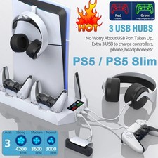 PS5 Slim Stand Cooling Fan,PS5 Controller Charging Station for Sony Playstation5