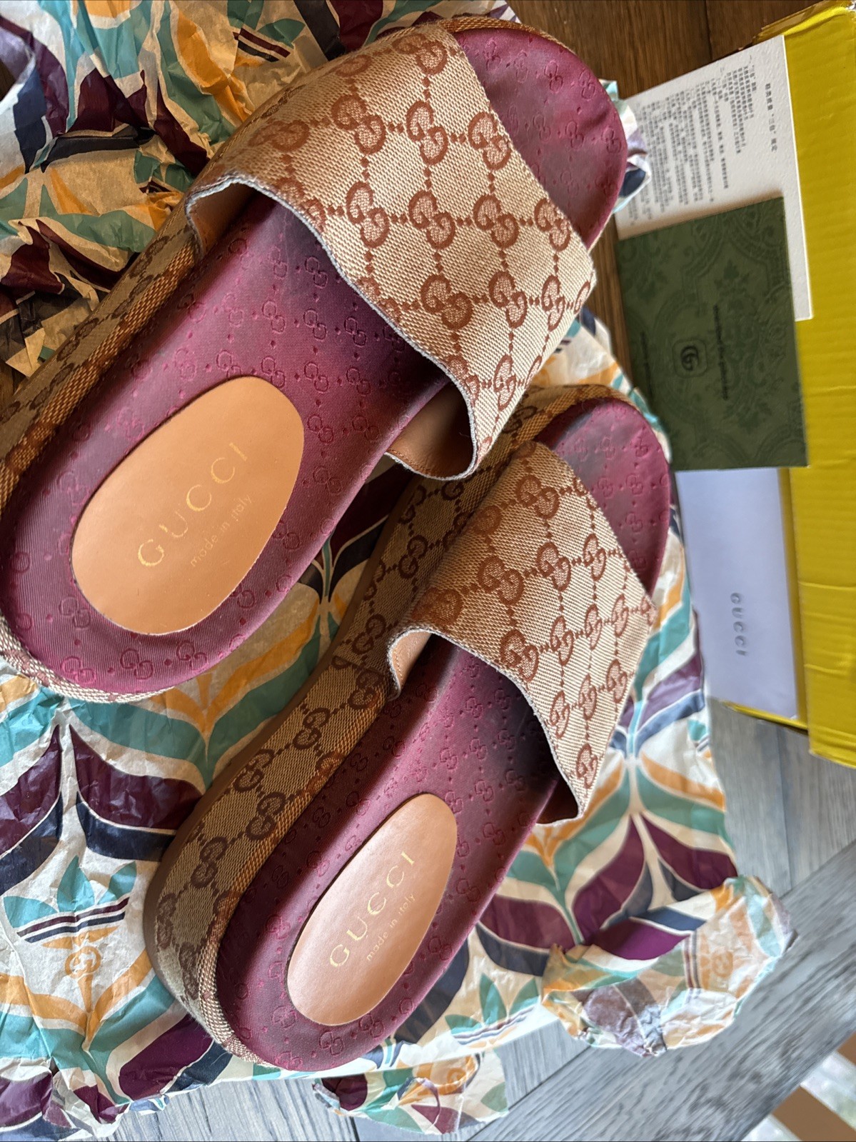 AUTHENTIC GUCCI GG CANVAS PLATFORM SLIDE SANDAL /… - image 5