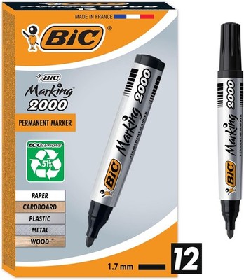 BIC Marking 2000 Permanent Marker Schwarz Wasserfester Stift 12St