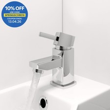 Modern Mini Mono Basin Sink Mixer Tap Small Lever Handle Square Chrome Cloakroom