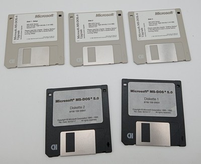 Microsoft MS-DOS 6.0 Upgrade & MS-DOS 5 .0 Operating System 3.5'' Disk vtg LOT