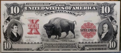 #ad $10 1901 BEP BISON Intaglio Banknote PMG Specimen Legal Tender Note SHIP FREE $49.99