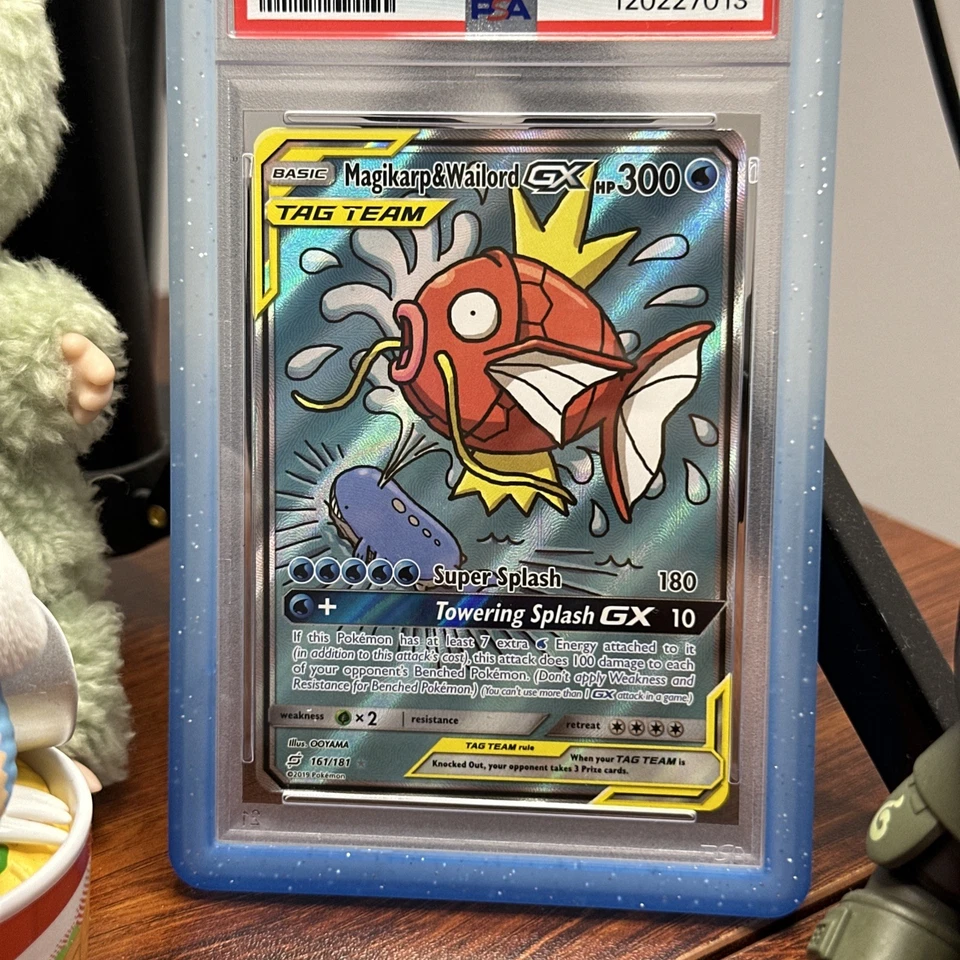 Pokemon TCG Magikarp Wailord-GX Holo English Art Card 161/181 Sun & Moon PSA 7  - Image 2 of 4