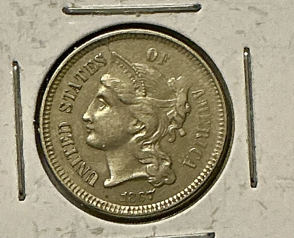 1867 3-Cent Nickel – Civil War-Era Design, Bold Detail, Early U.S. Coin - Image 2 of 4